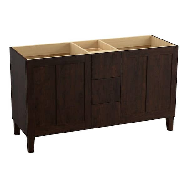 KOHLER Poplin 60 in. W x 22 in. D x 35 in. H Bathroom Vanity Cabinet without Top in Claret Suede