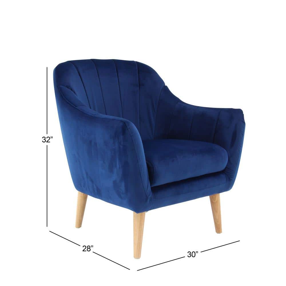Elegant Blue Velvet 27" Wood Frame Accent Chair