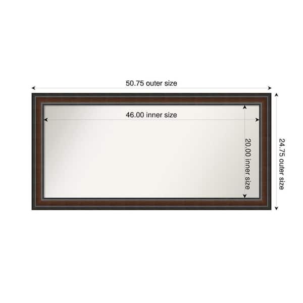 Amanti Art Cyprus Walnut 50.75 in. x 24.75 in. Custom Non-Beveled Wood Framed Bathroom Vantiy Wall Mirror