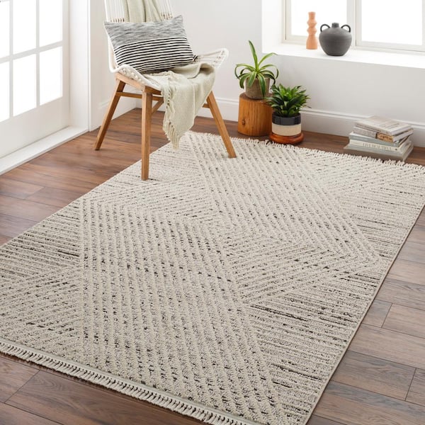 Berlin Taupe Geometric 5 ft. x 7 ft. Indoor Area Rug