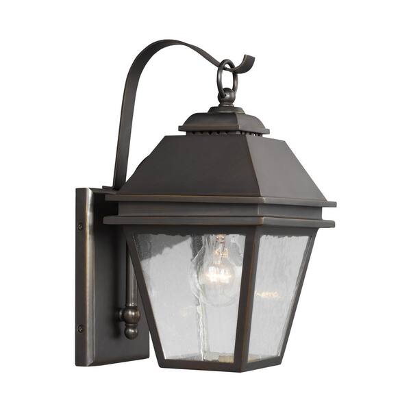 Generation Lighting Herald Small 1-Light Antique Bronze Outdoor 13 in. Wall Mount Lantern