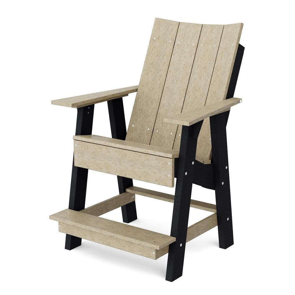 Contemporary Weathered Wood and Black Plastic Outdoor High Adirondack Chair price history on PriceWatchPro