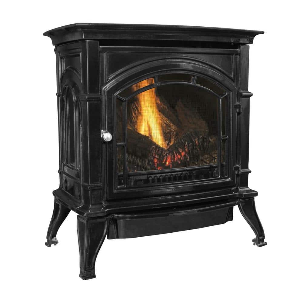 Black Cast Iron Freestanding Vent-Free Liquid Propane Gas Stove