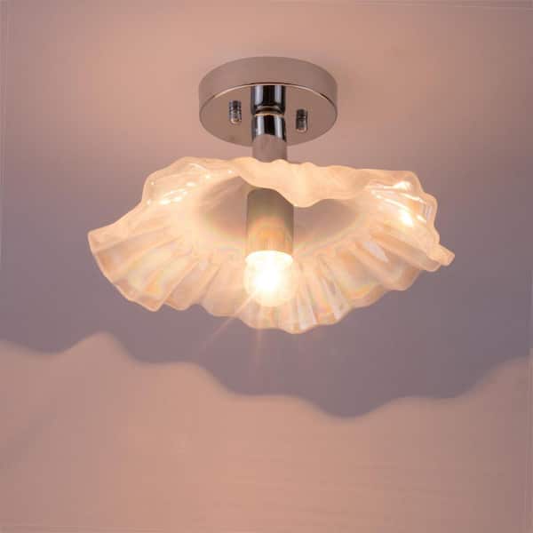 Cristallo 12.6 in. 1-Light Colour Glass Flush Mount