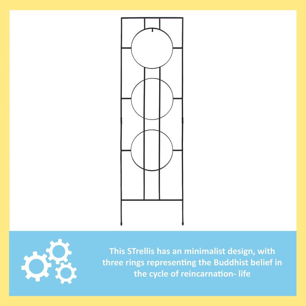 Zen Harmony 44" Black Wrought Iron Garden Trellis