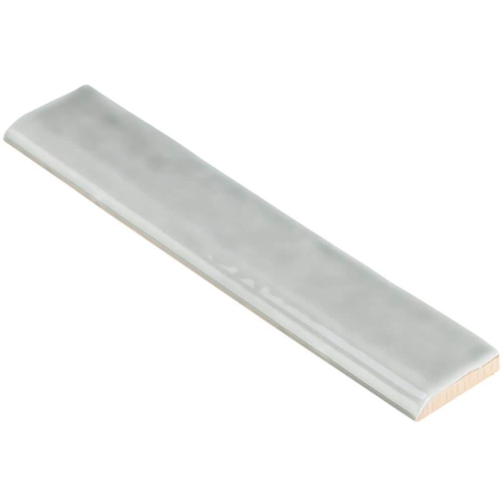 Taupe Polished Ceramic Bullnose Wall Tile Trim, 2x10