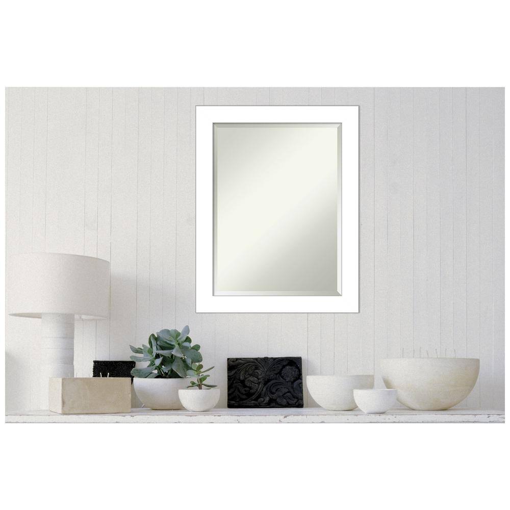 White Rectangular Framed Bathroom Vanity Mirror