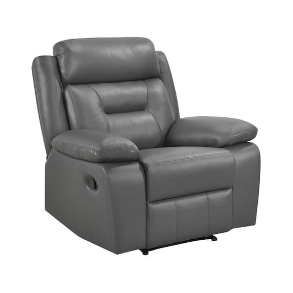 Emillia Dark Gray Leather Manual Recliner