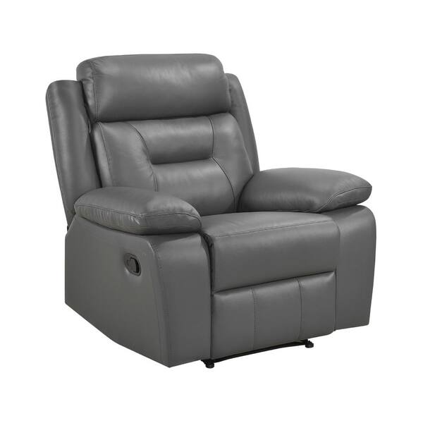 Emillia Dark Gray Leather Manual Recliner 9629DGY-1 - The Home Depot