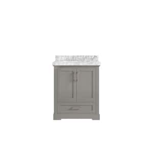 Boston 30 in. W x 22 in. D x 36 in. H Bath Vanity in Elephant Gray with 2 in.  Carrara Marble Top