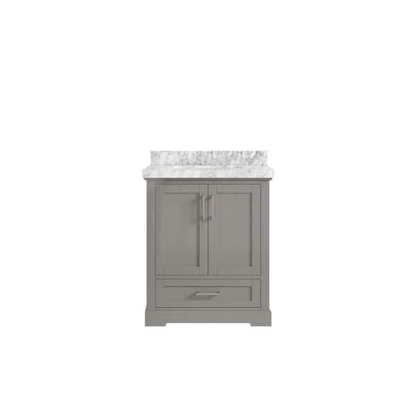 Willow Collections Boston 30 in. W x 22 in. D x 36 in. H Bath Vanity in Elephant Gray with 2 in. Carrara Marble Top