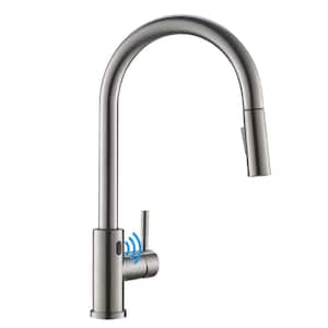 Touchless Single-Handle Pull-Down Sprayer Kitchen Faucet Smart Pull Out Kitchen Faucet in Stainless Steel