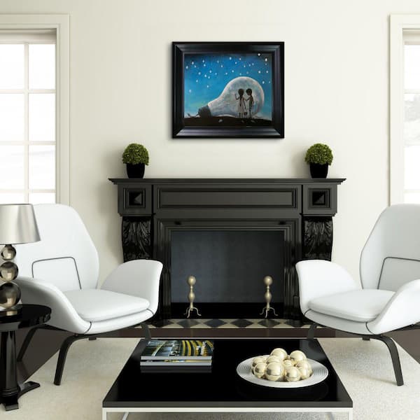 LA PASTICHE 31 in. x 27 in."The Night We Broke The Moon Reproduction Black Satin King Frame" by Adrian Borda Framed Wall Art