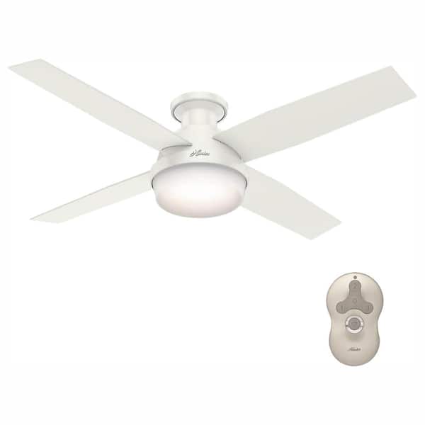 Dempsey 52 in. Fresh White Low Profile Indoor Ceiling Fan with LED Light Kit and Handheld Remote