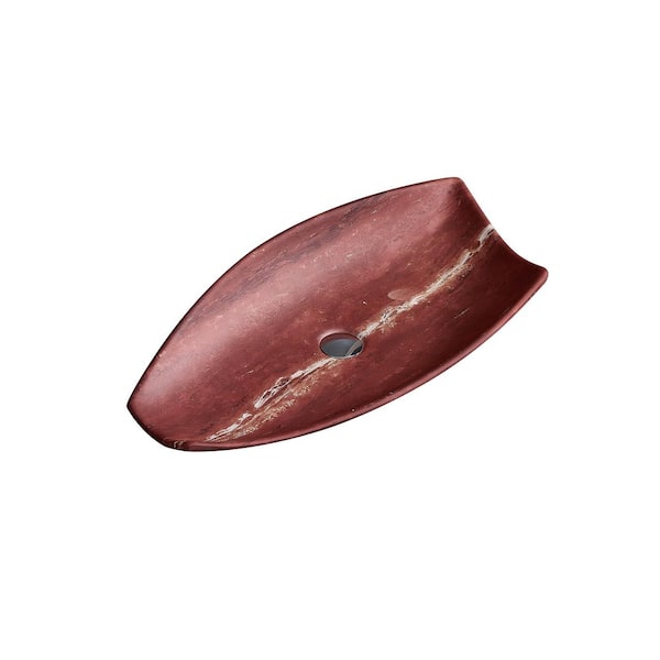 21 in. Stone Vessel Bathroom Sink in Red (Travertine Texture)