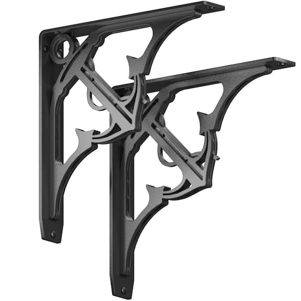 Folly 12 in. L Black Steel Heavy Duty Shelf Bracket (2-Pack)
