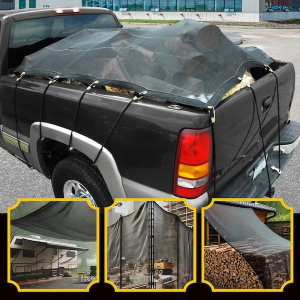 8 ft. X 10 ft. Black 250 GSM 7.5 OZ Heavy Duty Mesh Tarp, UV