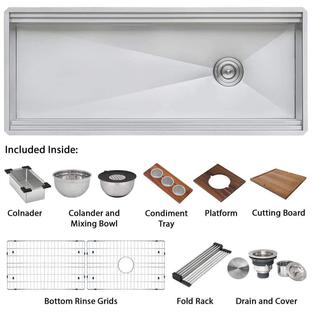 Ruvati 45-inch Brushed Stainless Steel Workstation Sink