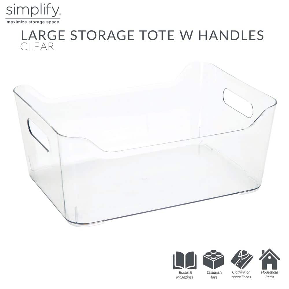 Large Clear Plastic Lidded Storage Tote Bin