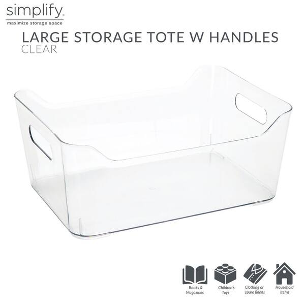 Simplify Large, Super Clear Storage Tote Bin