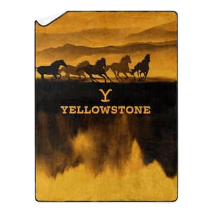 Yellowstone Wild Horses Brown Silk Touch Sherpa Twin