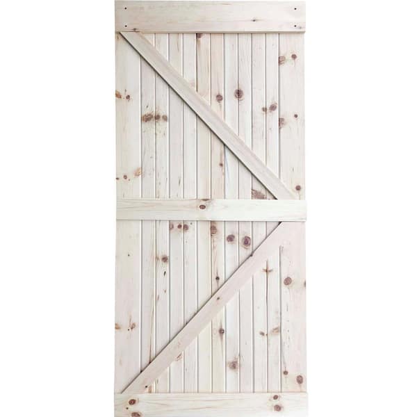 Kimberly Bay 36 in. x 83.5 in. Unfinished K-Bar Solid Core Pine Interior Barn Door Slab Kit