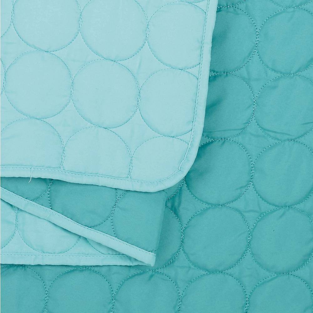 Aqua Blue Twin Reversible Microfiber Kids Quilt Set