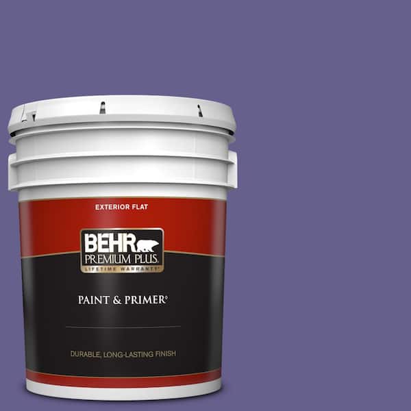 BEHR PREMIUM PLUS 5 gal. #S-G-630 Majestic Purple Flat Exterior Paint & Primer