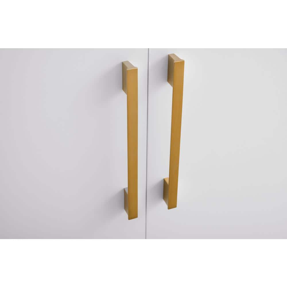 60" White Double Sink Bathroom Vanity with Gold Hardware