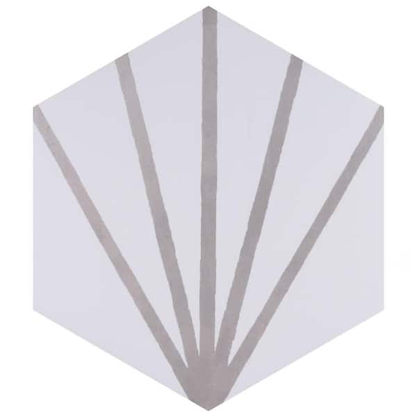 Merola Tile Horizon Dawn Hex Gris 7-3/4 in. x 9 in. Ceramic Floor and Wall Take Home Tile Sample