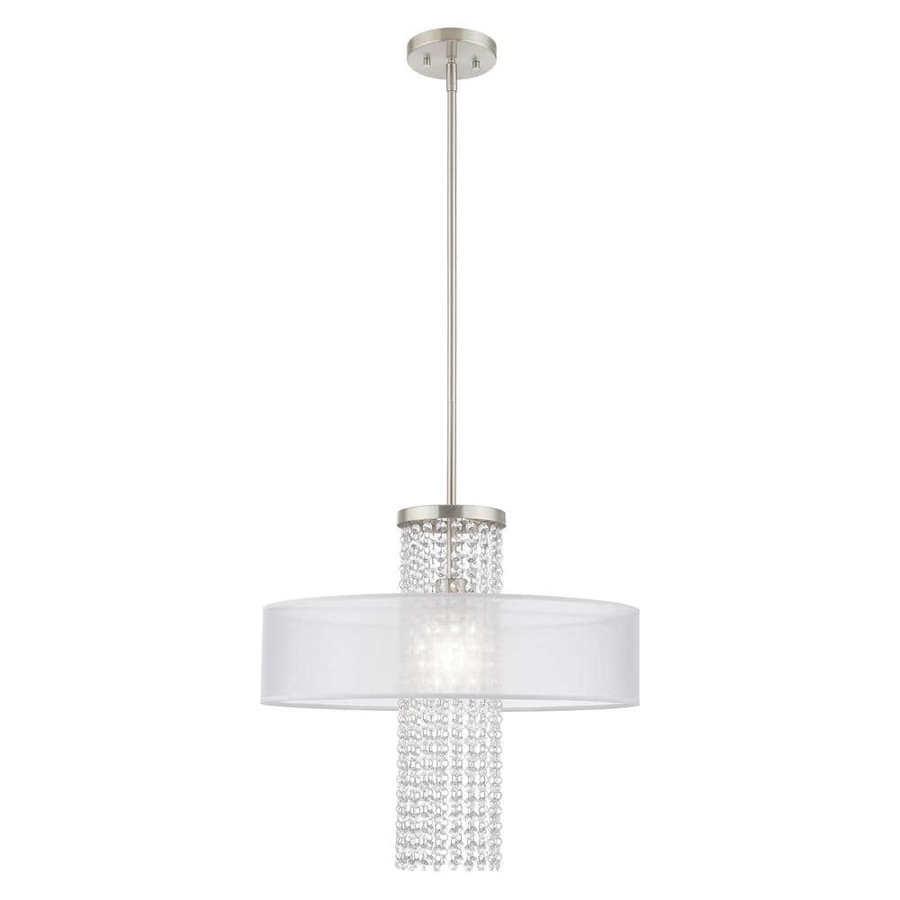 Grovehaven 1-Light Brushed Nickel Pendant Chandelier with Translucent Fabric shand and Clear Crystals price history on PriceWatchPro