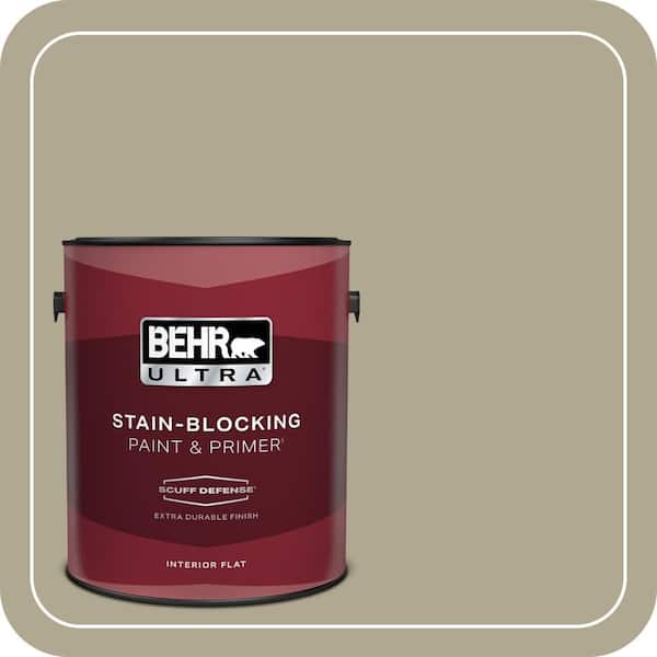 BEHR ULTRA 1 gal. #BXC-22 Field Khaki Extra Durable Flat Interior Paint & Primer