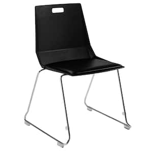 LūvraFlex Series Vinyl Padded Seat Stackable Ergonomic Chair, in Black Seat/Back, Chrome Frame