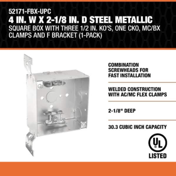 ４boxes detoxDETSsss Steel City 4 in. Metallic Square Box with CV Bracket (52171CV1234