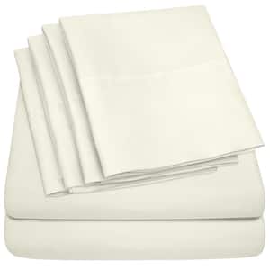 1500-Supreme Series 4-Piece Ivory Solid Color Microfiber Twin XL Sheet Set