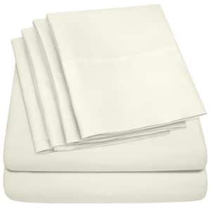 1500 Supreme Series 6-Piece Ivory Solid Color Microfiber RV Queen Sheet Set