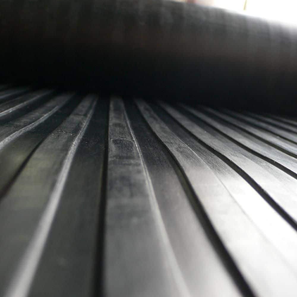 Wide-Rib Corrugated Black Rubber Traction Mat - 48" x 72"