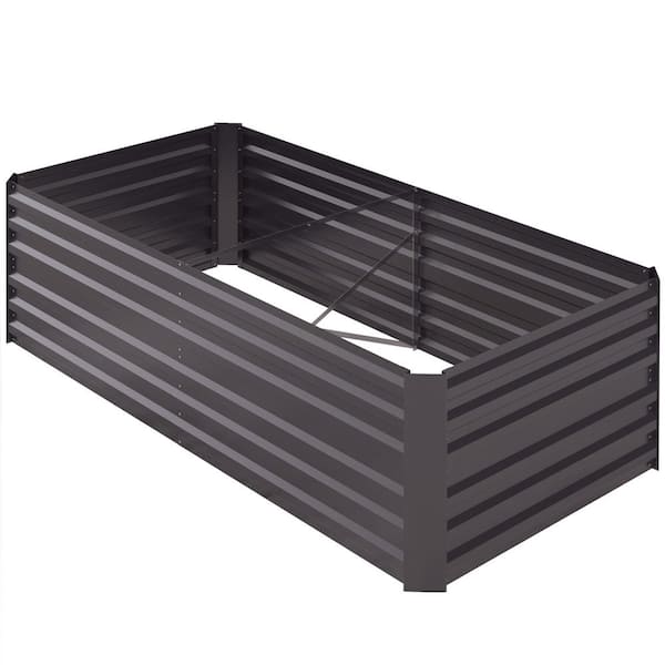 Outsunny 70.75 in. W x 35.5 in. D x 23.25 in. H Galvanized Steel Dark Gray Garden Bed