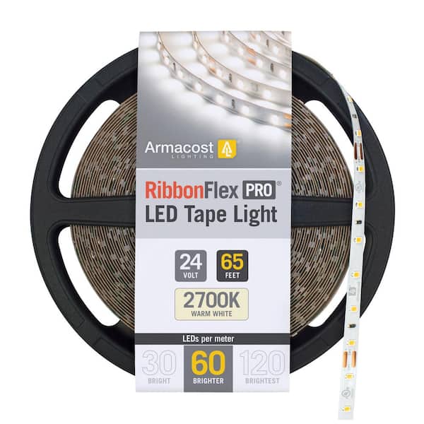 Ribbon Flex Pro 65.6 ft. Hardwired 2700K Warm White 24-Volt 60 LED Integrated LED Under Cabinet Strip Light 20M