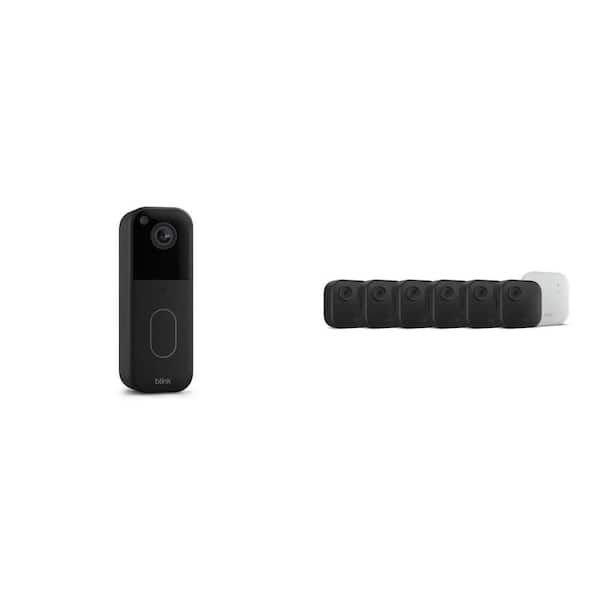 Wireless Video Doorbell with HD View, 2-Way Talk and 6-Cam Outdoor Security Camera System, Black