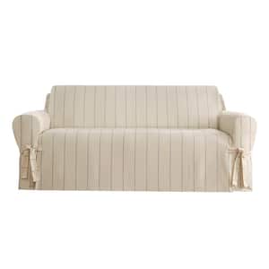 Heavyweight Natural with Blue Stripe Cotton Duck Sofa Slipcover