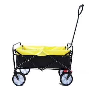 3.6 cu. ft. Oxford Fabric Steel Frame Wagon Heavy-Duty Folding Portable Hand Garden Cart with Universal Wheels in Black