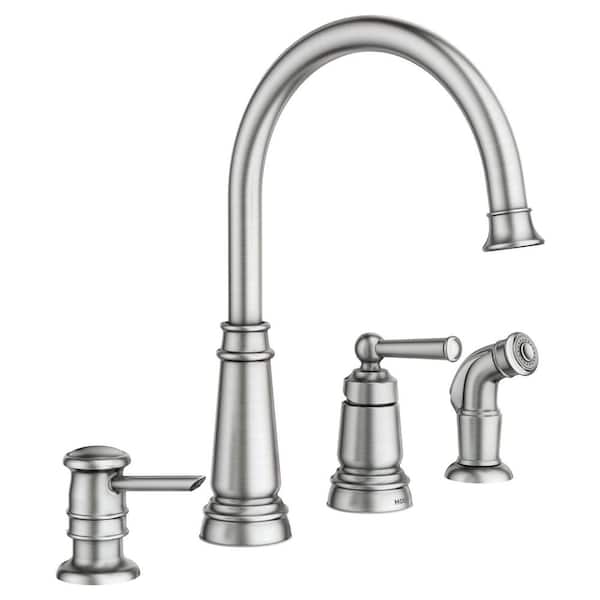 Edison 1 Handle High Arc Standard Kitchen Faucet in Spot Resist Stainless with Side Sprayer