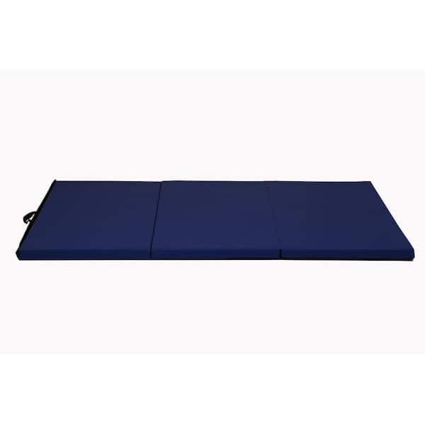cadeninc 70.86 in. x 23.62 in. x 1.96 in. 3-Section Blue PU Folding Rectangle Gymnastic Mat; Yogo Mat; Exercise Mat