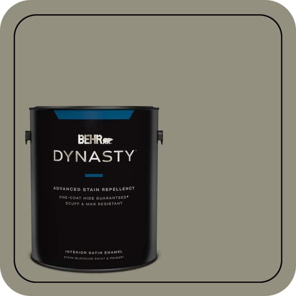 BEHR DYNASTY 1 gal. #N350-5 Muted Sage One-Coat Hide Satin Enamel Interior Stain-Blocking Paint & Primer