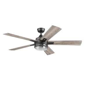 Myers Park 52 in. LED Indoor Matte Black Ceiling Fan with Remote Control, Dual Finish Blades and Dual Mounting Options