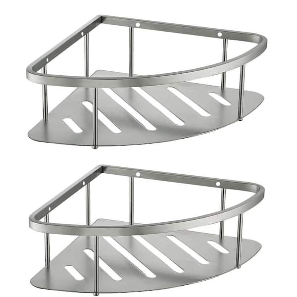 2 Pack Stainless Steel Wall Mounted Corner Shower Caddy Corner Storage Shelf Triangular Shower Basket in Brushed Nickel