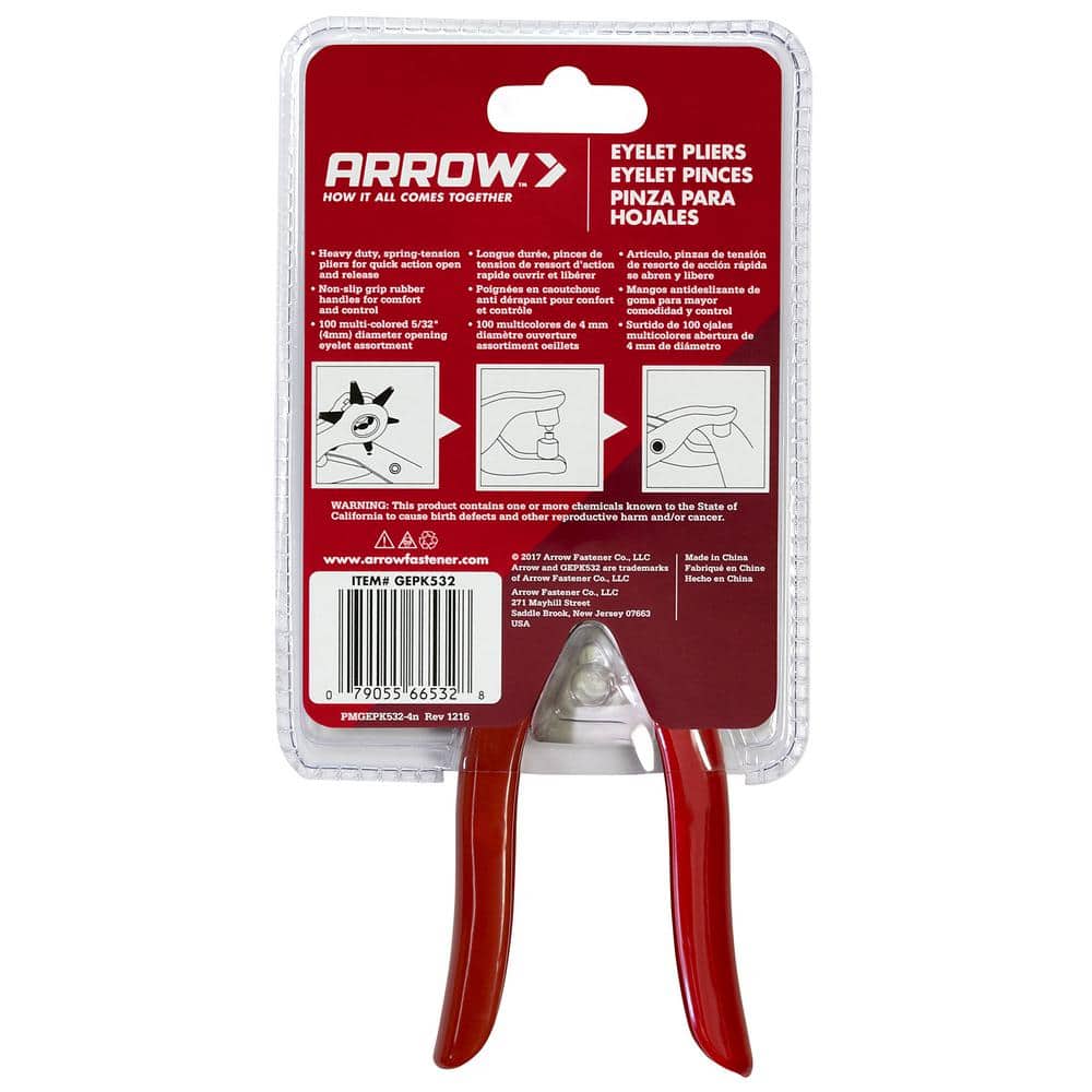 Ergonomic Red Handle Steel Eyelet Plier Kit with Multicolored Eyelets