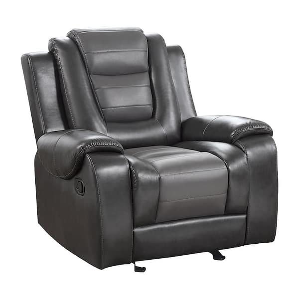 Danio 2-tone Gray Faux Leather Glider Manual Recliner