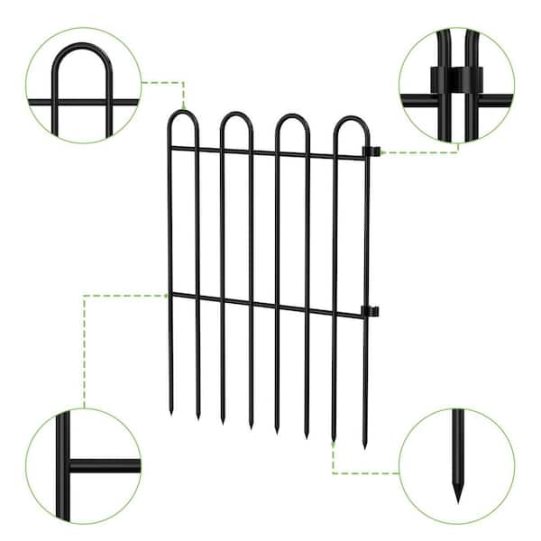 Oumilen 12.6 in. x 16.5 in., Decorative Garden Fence Panels Animal Barrier Fence Rustproof Metal (25-Pieces)